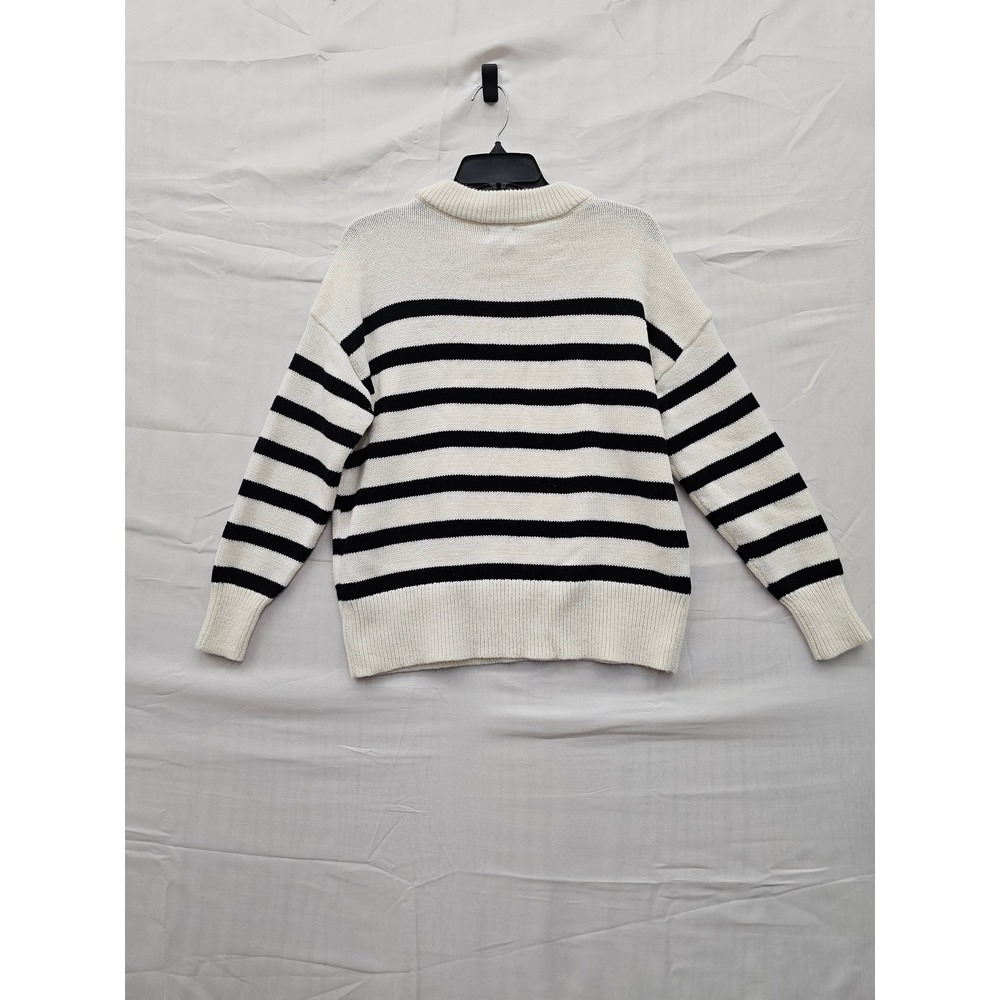 A New Day Womens Striped Crewneck Sweater Cream Black XS 018134774 - Picture 2 of 7